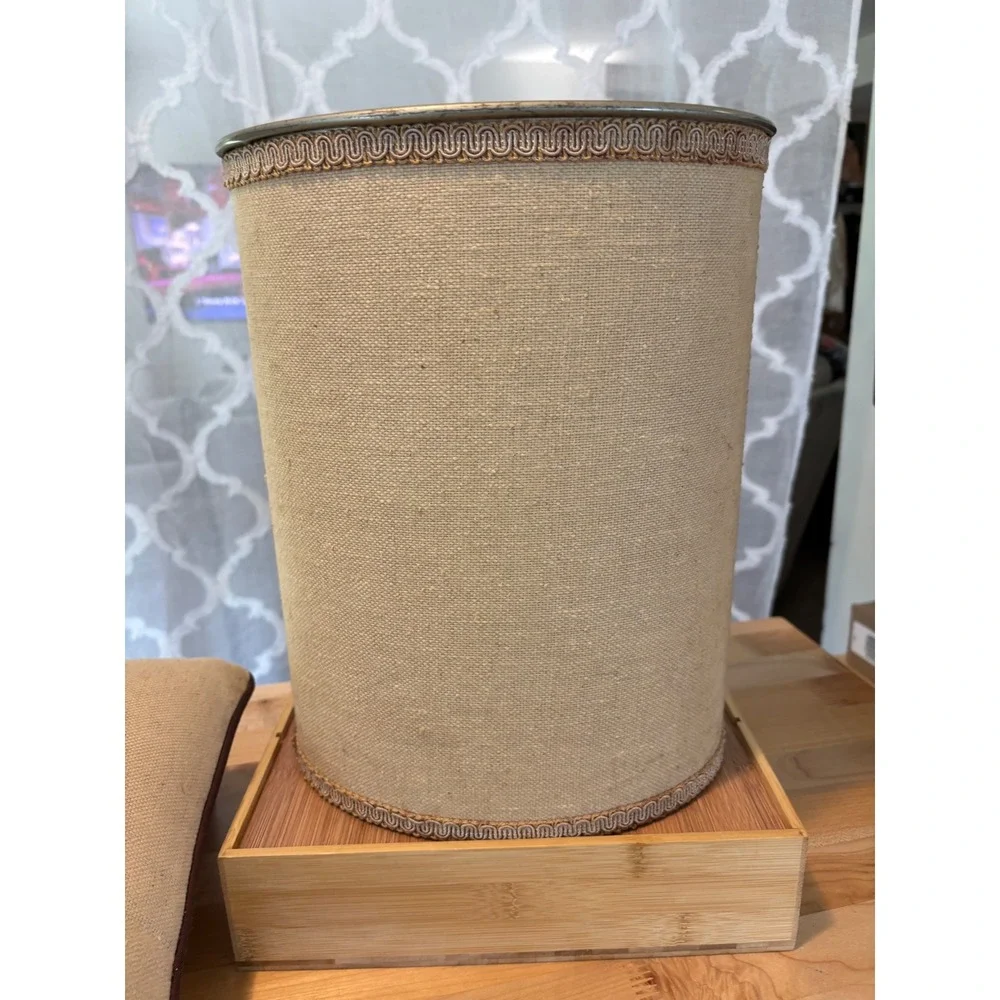 Vintage Black Labrador Dog Wastebasket and Pillow Set Burlap Style Home Decor
